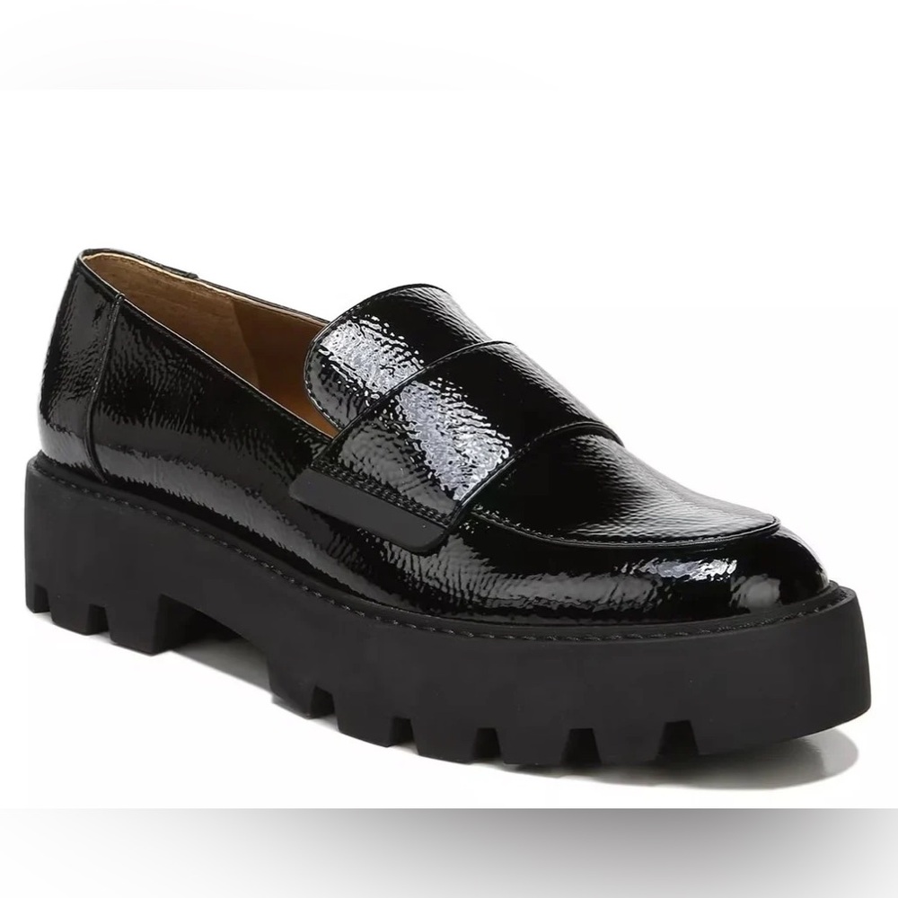 FRANCO SARTO black patent leather platform loafers